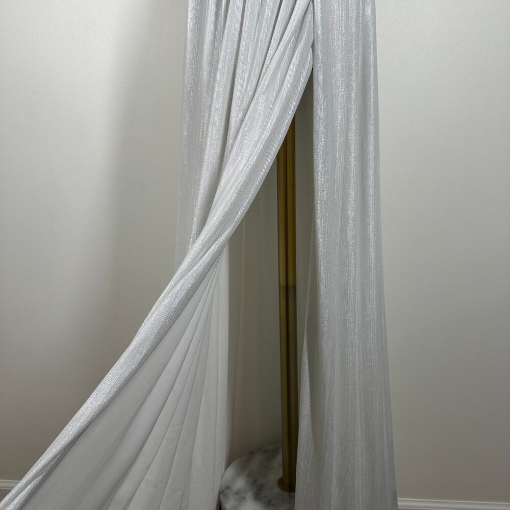 Retrofete Platinum Andrea One Shoulder Pleated Metallic Jersey Gown Small - Picture 8 of 14
